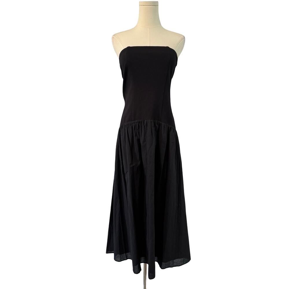 Open Edit Black Strapless Midi Dress Drop Waist Small Excellent Condition